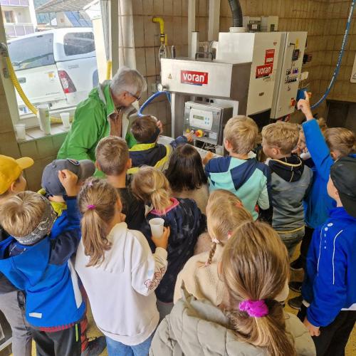 Apfelsaftpressen mit den 2. Klassen